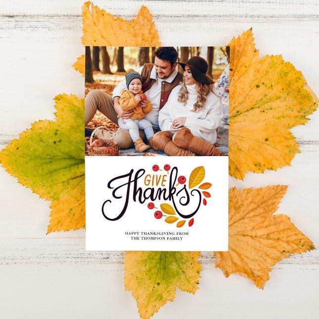 Höst löv och Berries Thanksgiving Photo Julkort (Skapare uppladdad)
