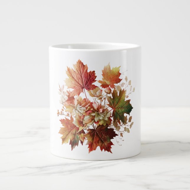 Höst löv och blommor i Fall Bouquet Art Jumbo Mugg (Framsidan)