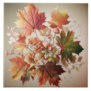 Höst löv och blommor i Fall Bouquet Art Kakelplatta
