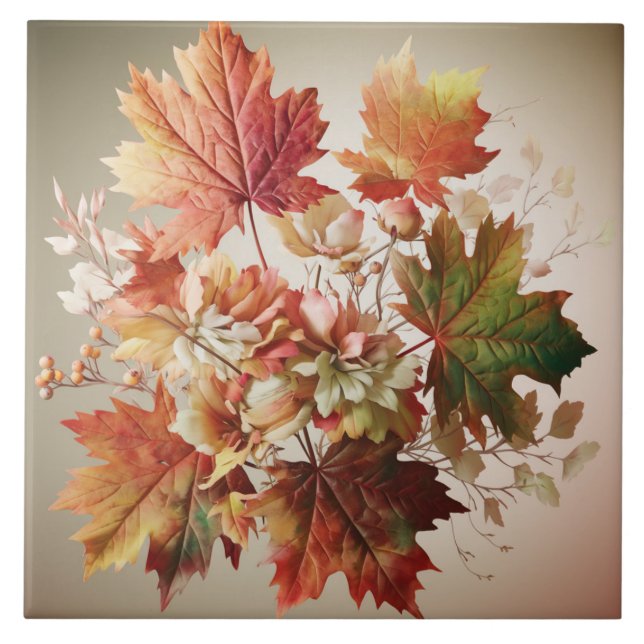 Höst löv och blommor i Fall Bouquet Art Kakelplatta (Framsidan)