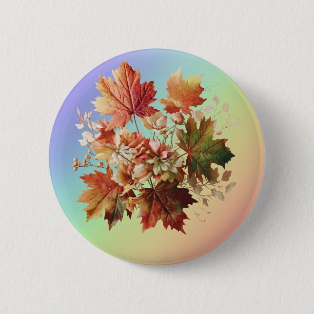 Höst löv och blommor i Fall Bouquet Art Knapp (Framsida)