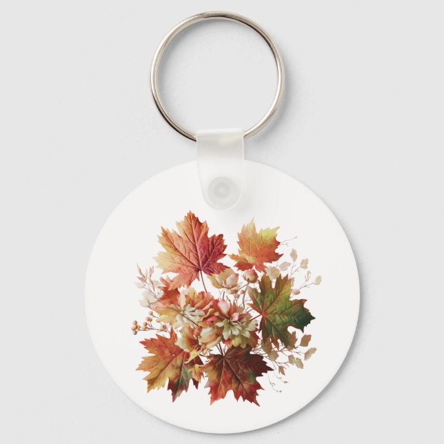 Höst löv och blommor i Fall Bouquet Art Nyckelring (Framsida)