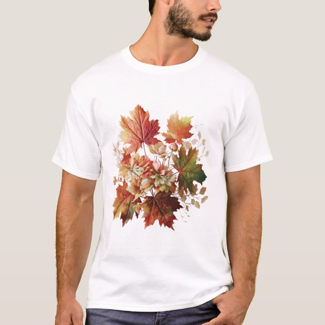 Höst löv och blommor i Fall Bouquet Art T Shirt (Framsida)