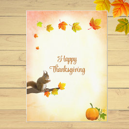Höst löv och ekorre Thanksgiving Hälsning Kort