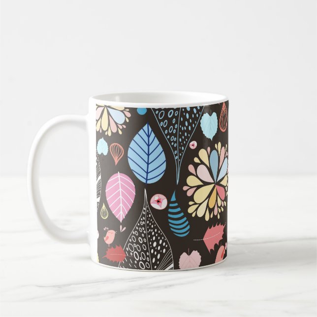 Höst löv och fåglar. kaffemugg (Vänster)