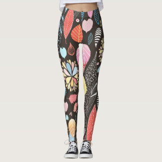 Höst löv och fåglar. leggings