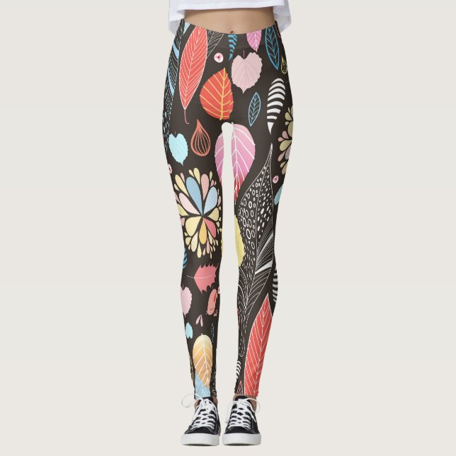Höst löv och fåglar. leggings (Framsida)