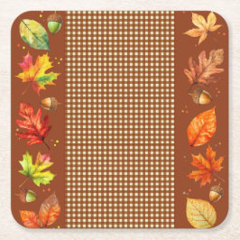 Höst löv och Gingham Underlägg Papper Kvadrat