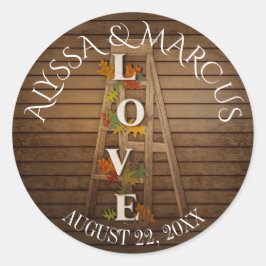 Höst löv och Ladder Rustic Bröllop Runt Klistermärke