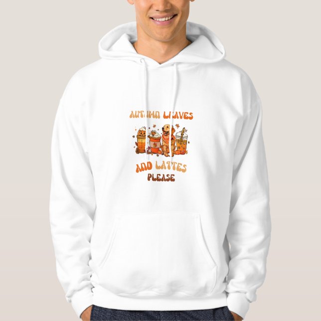 Höst löv och Lattes, tack Hoodie (Framsida)
