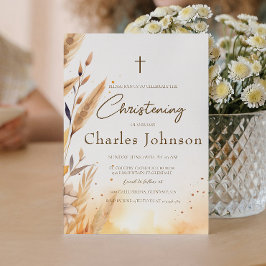 Höst löv och Pampas Boy Christening Inbjudningar