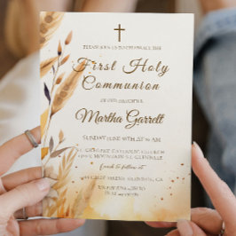Höst löv och Pampas Girl First Heliga Communion Inbjudningar
