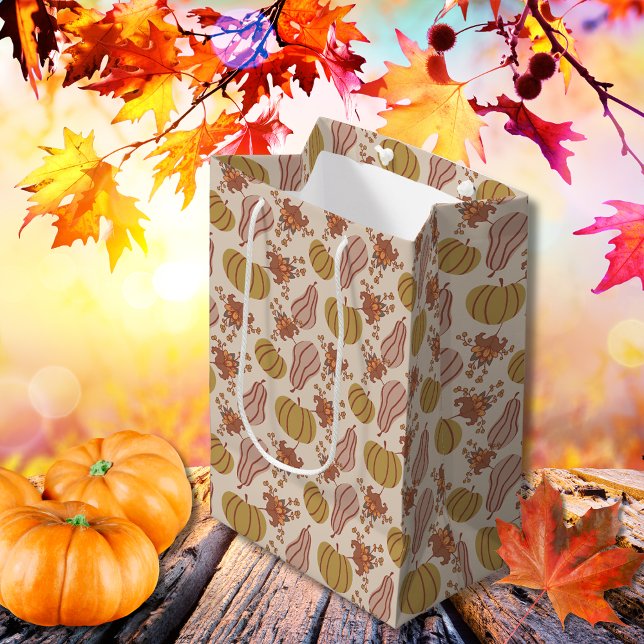 Höst löv och Pumpkin-skörd (Autumn Leaves and Pumpkin harvest Medium Gift Bag)