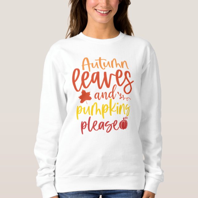 Höst löv och Pumpkin, snälla Fall T Shirt (Framsida)