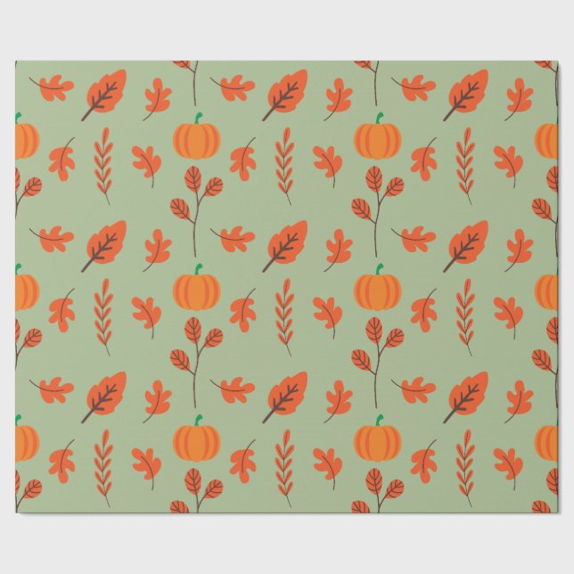 Höst löv och Pumpkin Sömlös Wrapping Papper Presentpapper (Seam)