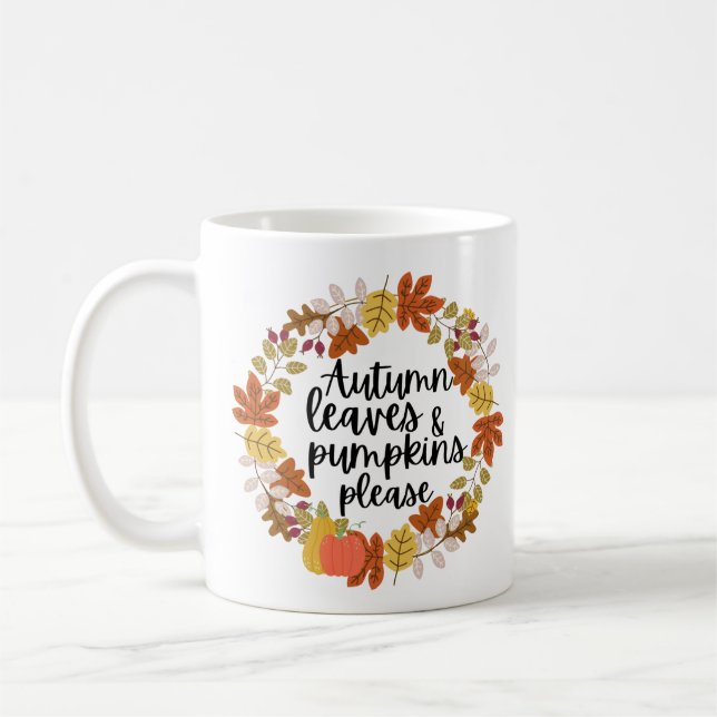 Höst löv och Pumpkin, tack Kaffemugg (Vänster)