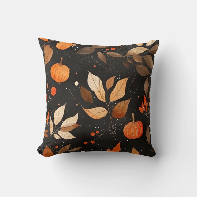 Höst löv och Pumpkins Decorative Pillow Kudde (Framsida)