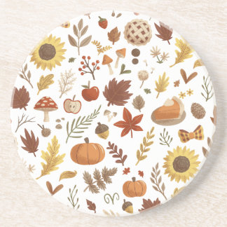 Höst löv och Pumpkins in White Thanksgiving Underlägg