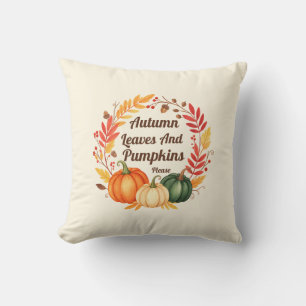 Höst löv och Pumpkins - Rustic Fall Farmhouse Kudde