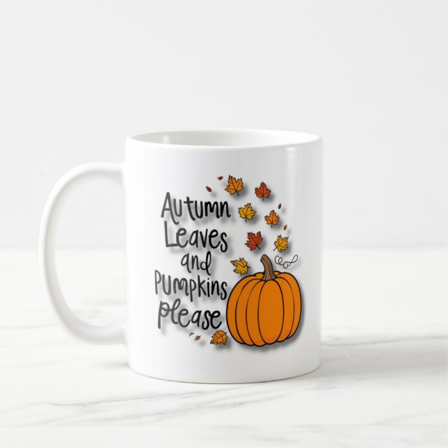 Höst löv och Pumpkins, snälla Funny Fall Kaffemugg (Vänster)