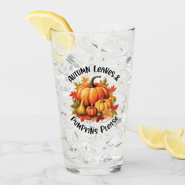 Höst löv och Pumpkins Snälla Glaskopp (Framsida Ice)