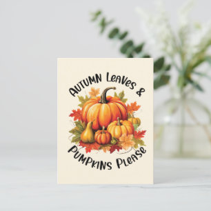 Höst löv och Pumpkins Snälla Vykort