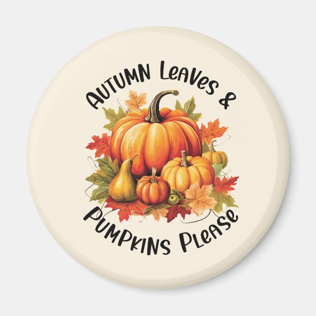 Höst löv och Pumpkins Snälla - Whimsical Fall Magnet (Framsidan)