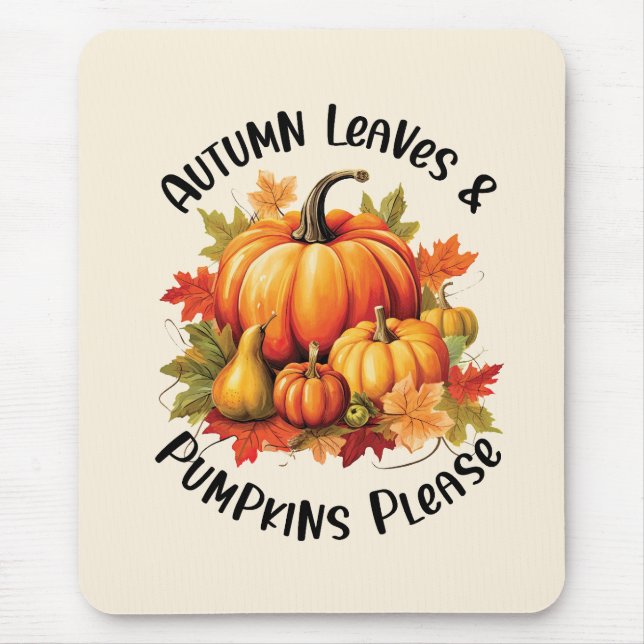 Höst löv och Pumpkins Snälla - Whimsical Fall Musmatta (Framsidan)