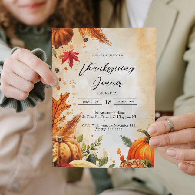 Höst löv och Pumpkins Thanksgiving Middag Inbjudningar (Skapare uppladdad)