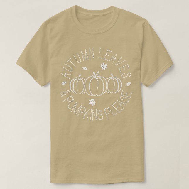 Höst löv och pumpor, minimalistgrafi t shirt (Design framsida)