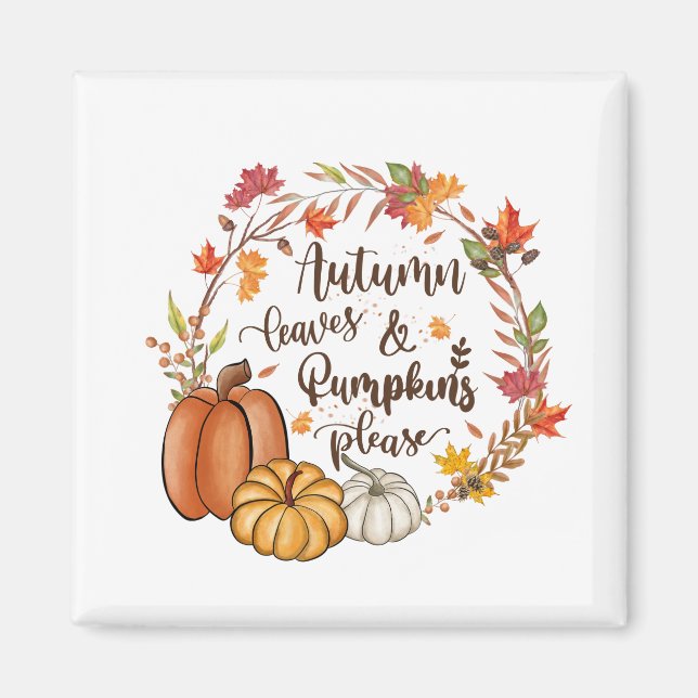 Höst löv och pumpor tack magnet (Framsidan)