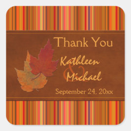 Höst löv och Rand bröllopsstiftning för och bröllo Fyrkantigt Klistermärke