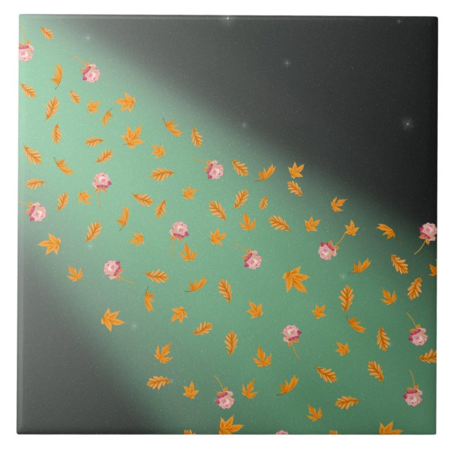 Höst löv och Ro Grönt Kakelplatta (Framsidan)