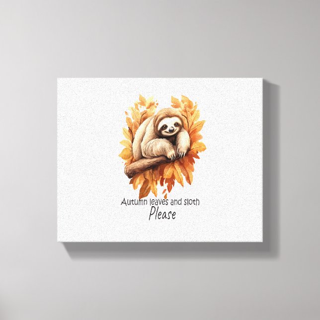 Höst löv och Sloth, tack Canvastryck (Framsida)