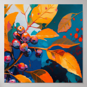 Höst löv olja målad. Abstraktens höstlöv Poster