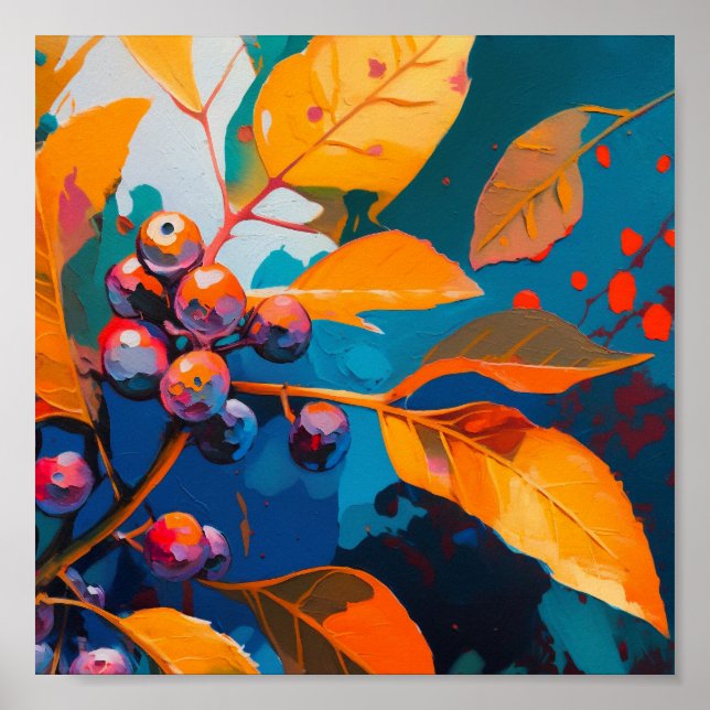 Höst löv olja målad. Abstraktens höstlöv Poster (Framsidan)