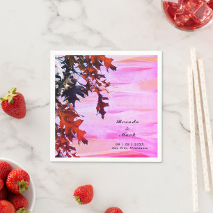 Höst löv Orange Rosa Swirl Bröllop Napkins Pappersservett