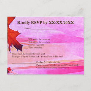 Höst löv Orange Swirl Rosa OSA Menu Postcard Inbjudan Vykort