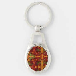 Höst löv ovalt silverfärgad nyckelring