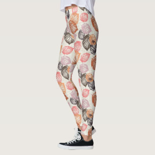 Höst löv på beige. leggings