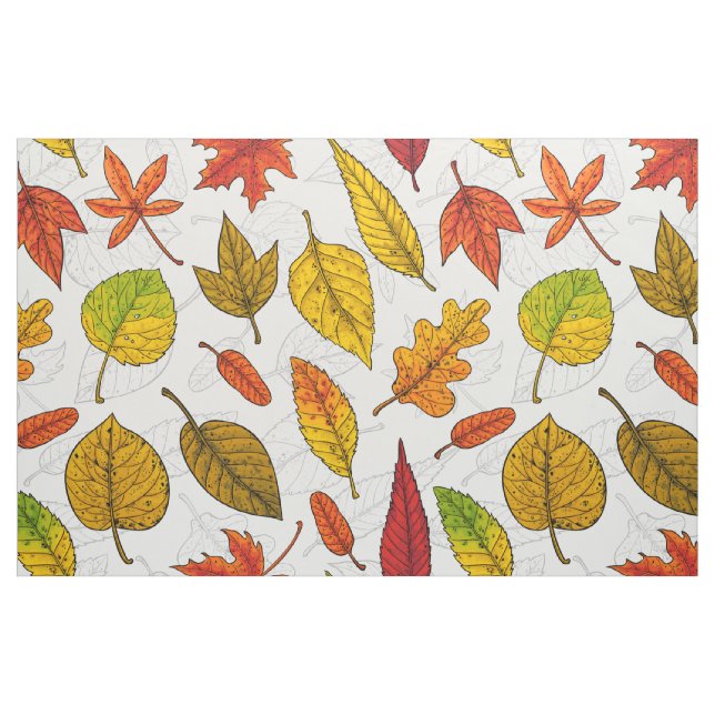 Höst löv på vitt tyg (Fat Quarter)
