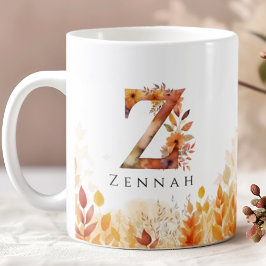 Höst löv Personlig Monogram Initial Brev Z Kaffemugg