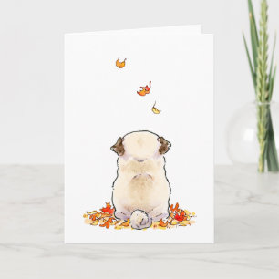 Höst löv Pug Card Kort