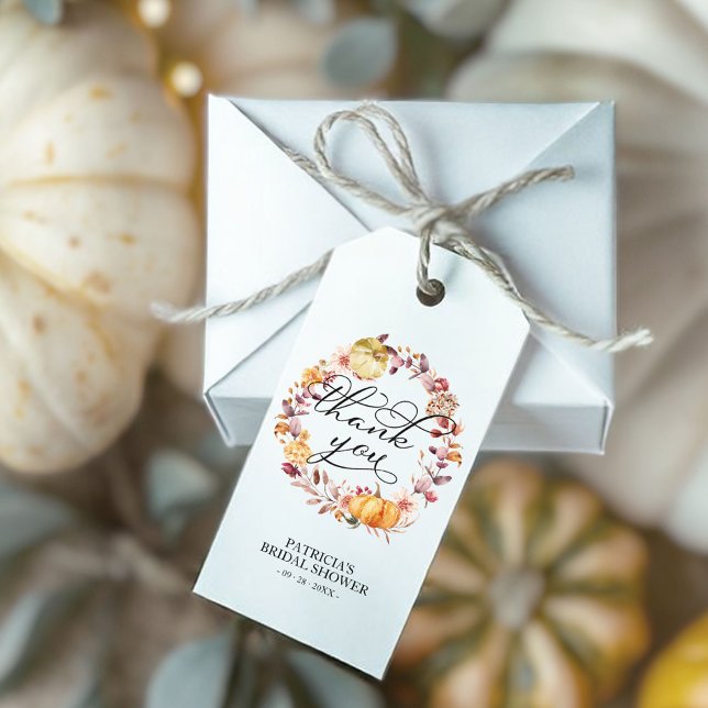 Höst löv Pumpkin Fall Möhippa Presentetikett (Skapare uppladdad)