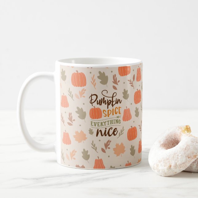 Höst löv Pumpkin Fall Mönster Kaffemugg (Med munk)