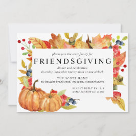 Höst löv Pumpkin Friendsgiving Middag Inbjudningar