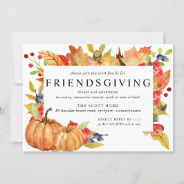 Höst löv Pumpkin Friendsgiving Middag Inbjudningar