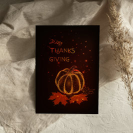 Höst löv Pumpkin Happy thanksgiving kort