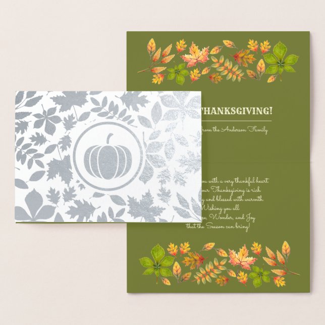 Höst löv & Pumpkin Luxury Thanksgiving Real Folierat Kort (Display)