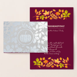 Höst löv & Pumpkin Luxury Thanksgiving Real Folierat Kort